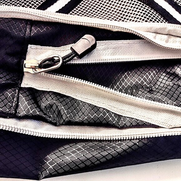 Compression Packing Cube Set of 2 ~ Travel Organizers ~ Expandable ~ Bl/Wh ~ NEW - Picture 11 of 12